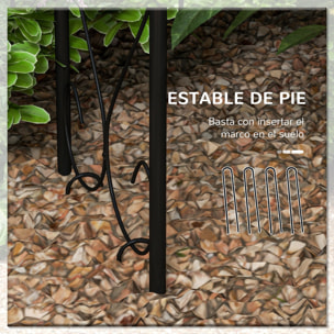 Arco de Jardín de Acero para Rosas Arco de Boda Diseño Espiral de Corazón para Plantas Trepadoras para Decoración Patio Terraza 125x37x230 cm Negro