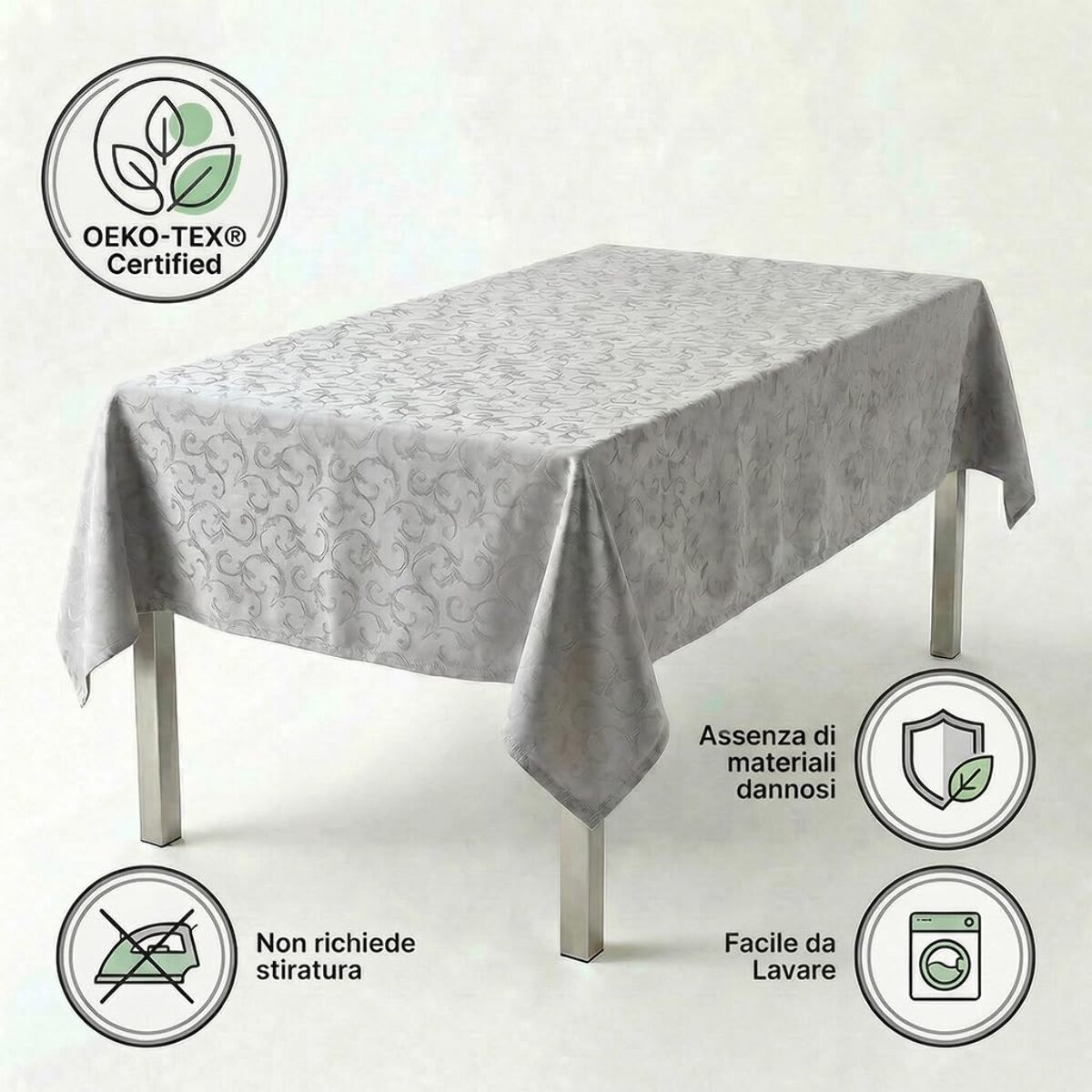 Tovaglia antimacchia impermeabile in poliestere resistente, ideale per uso quotidiano e occasioni, protegge da liquidi e sporco, facile da pulire, pratica e durevole, design elegante per cucina e sala da pranzo