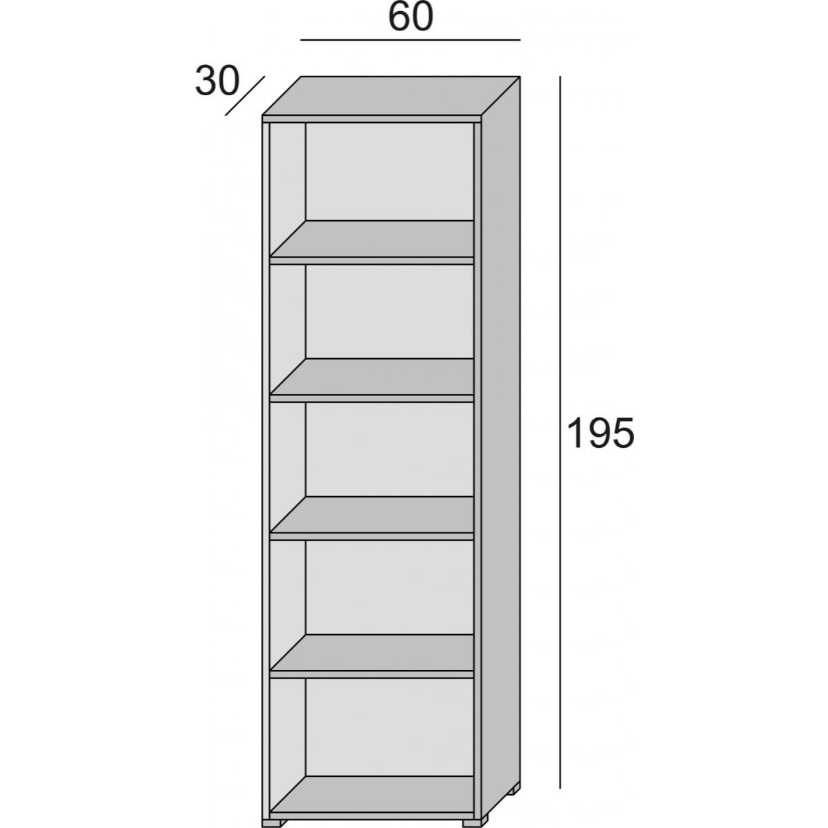 Libreria Girasole, Biblioteca a 4 ripiani regolabili, Scaffale per libri, Mobile da parete con ripiani, 100% Made in Italy, Cm 60x30h195, Bianco e Rovere