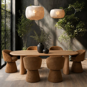 Fauteuil de table pivotant en velours terre de sienne ALBA