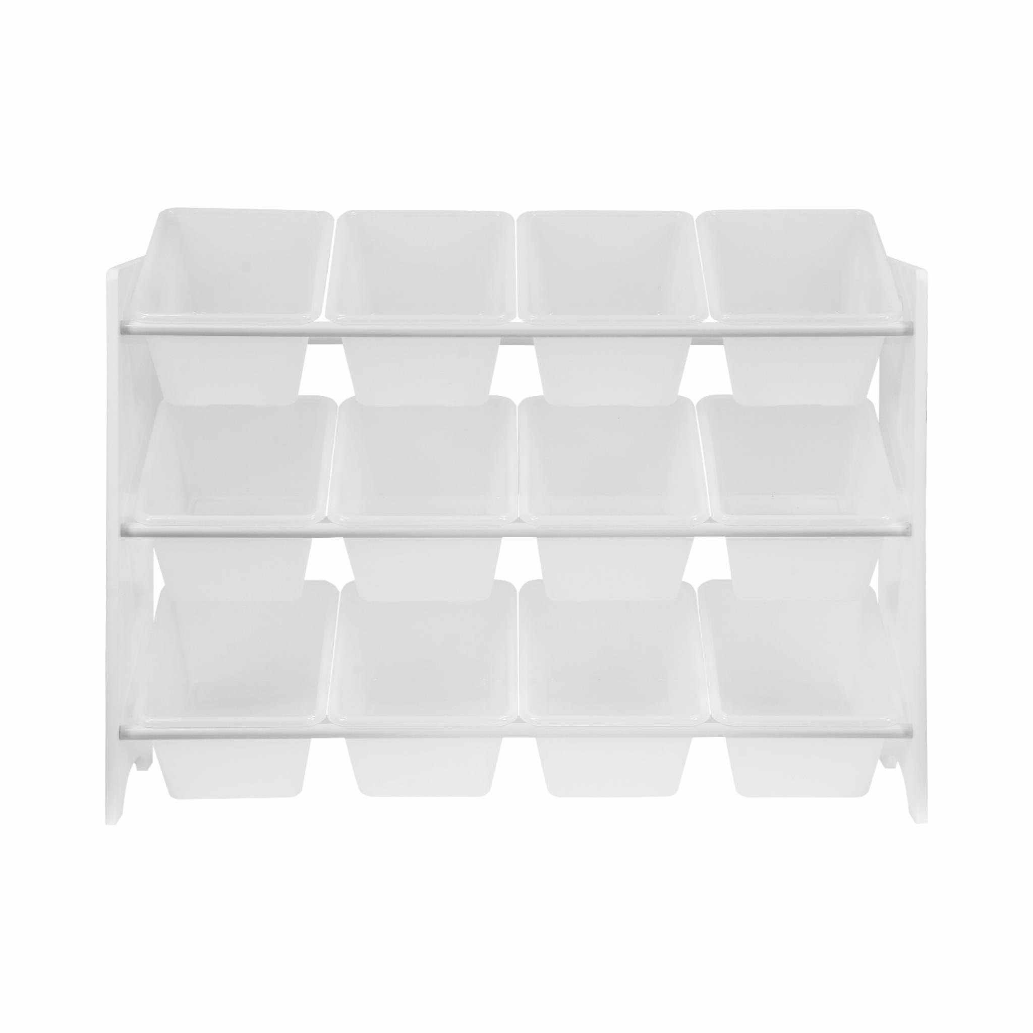 Meuble de rangement pour enfant avec 12 casiers. blanc - Tobias - MDF décor bois naturel. L 84 x P 29.5 x H 60cm