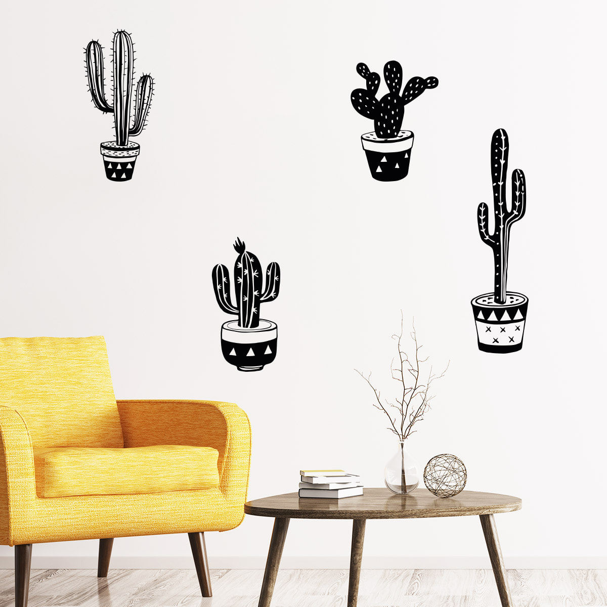 Stickers muraux | Sticker Mural Autocollant - BOHÈME 4 CACTUS MEXICAIN - adhésifs fond transparent