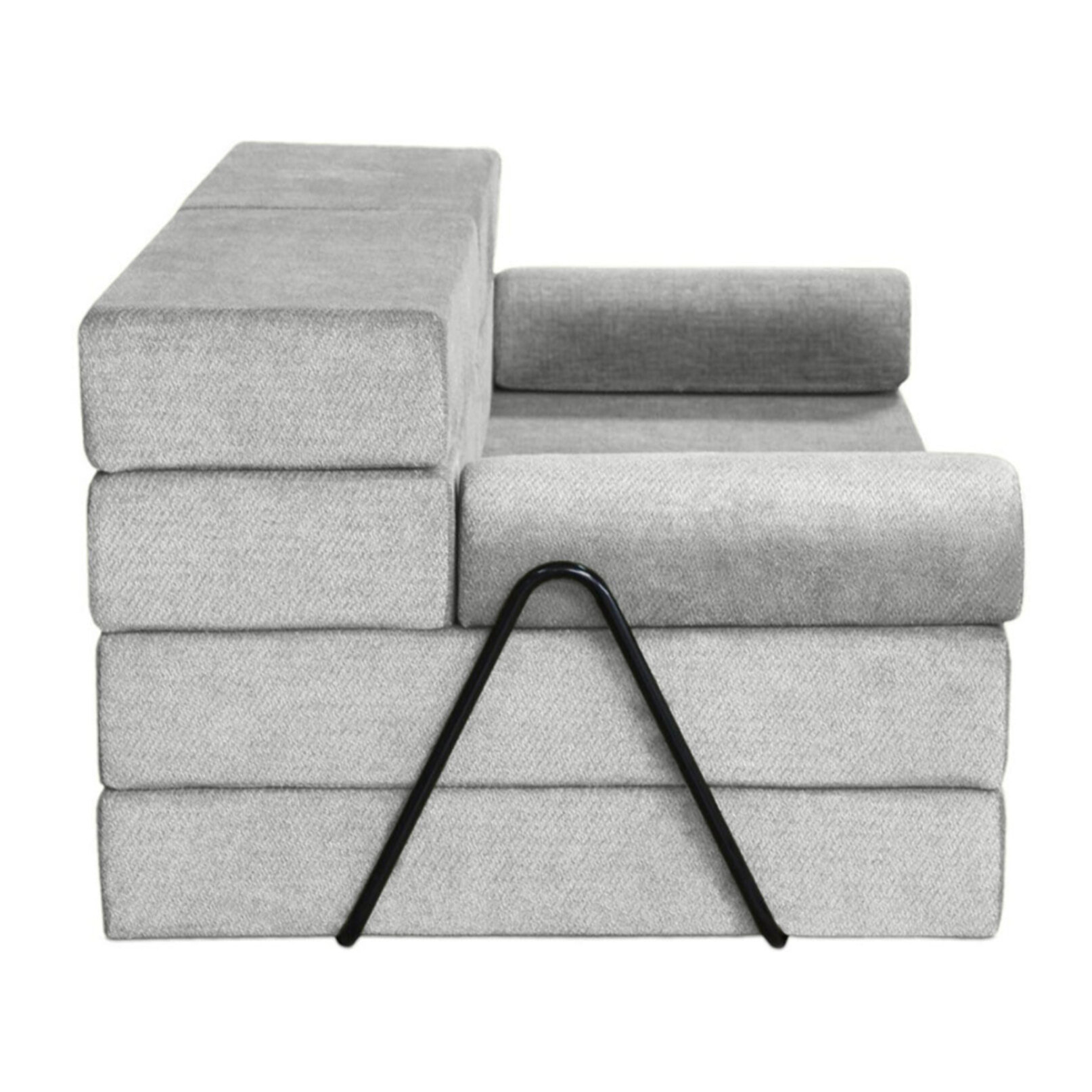 Astral - Canapé 3 places convertible en velours texturé - Gris clair