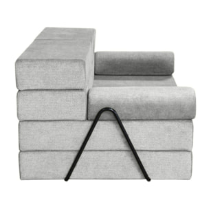 Astral - Canapé 3 places convertible en velours texturé - Gris clair