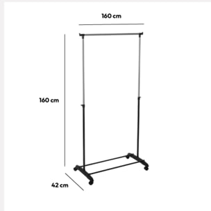Portant à vêtement extensible à roulettes Pan