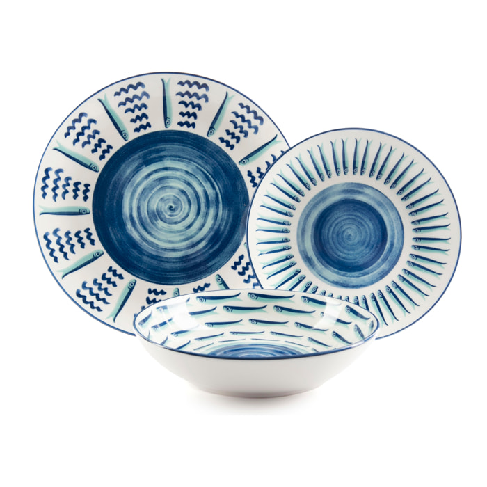 Service de table 18 pièces Excelsa – Mediterraneo, Porcelaine Multicolore