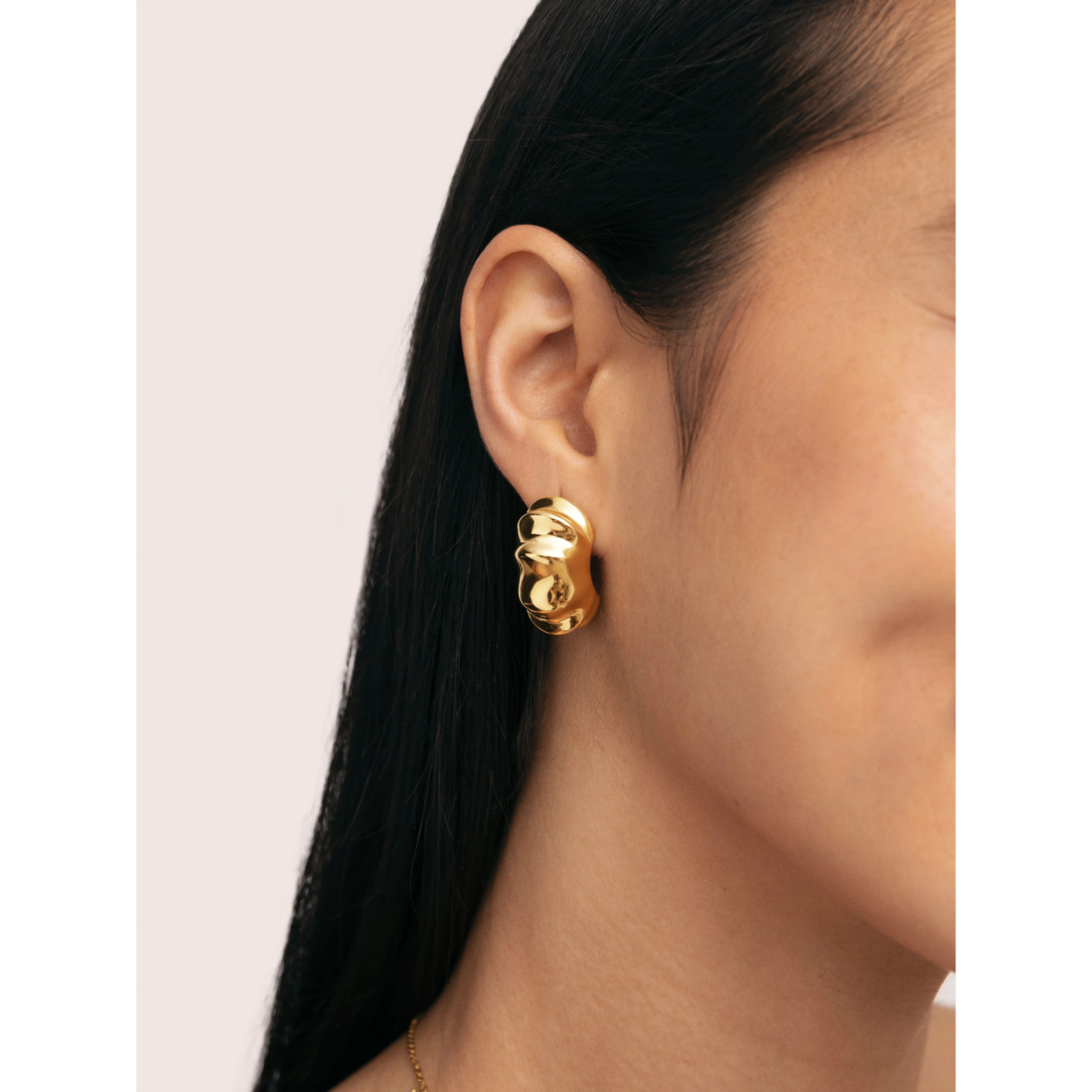 Pendientes Aro Puff Acero Baño Oro