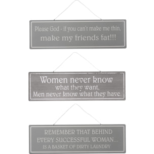 J-Line pancarte Anglais/Francais - métal - gris/blanc - 3 pcs