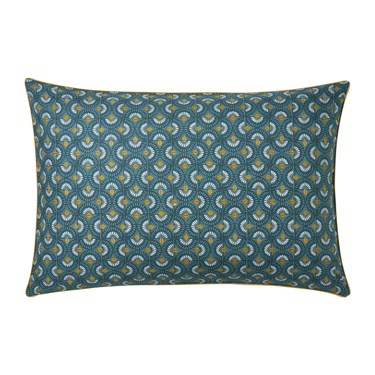 Taie d'oreiller imprimée en percale de coton, ECLIPSE, Bleu Émeraude