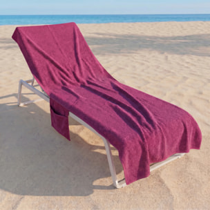 Telo mare grande in spugna 100% cotone 75x190 cm con tasche e bottoni, asciugamano lettino morbido e super assorbente, asciugatura rapida, fissaggio stabile, ideale per spiaggia piscina e spa, resistente e pratico per uso estivo