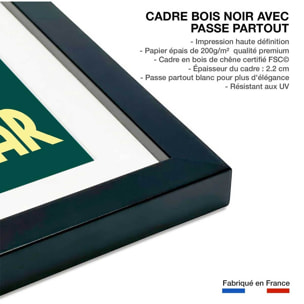 Affiche cigogne de Colmar Affiche + cadre en bois - Noir