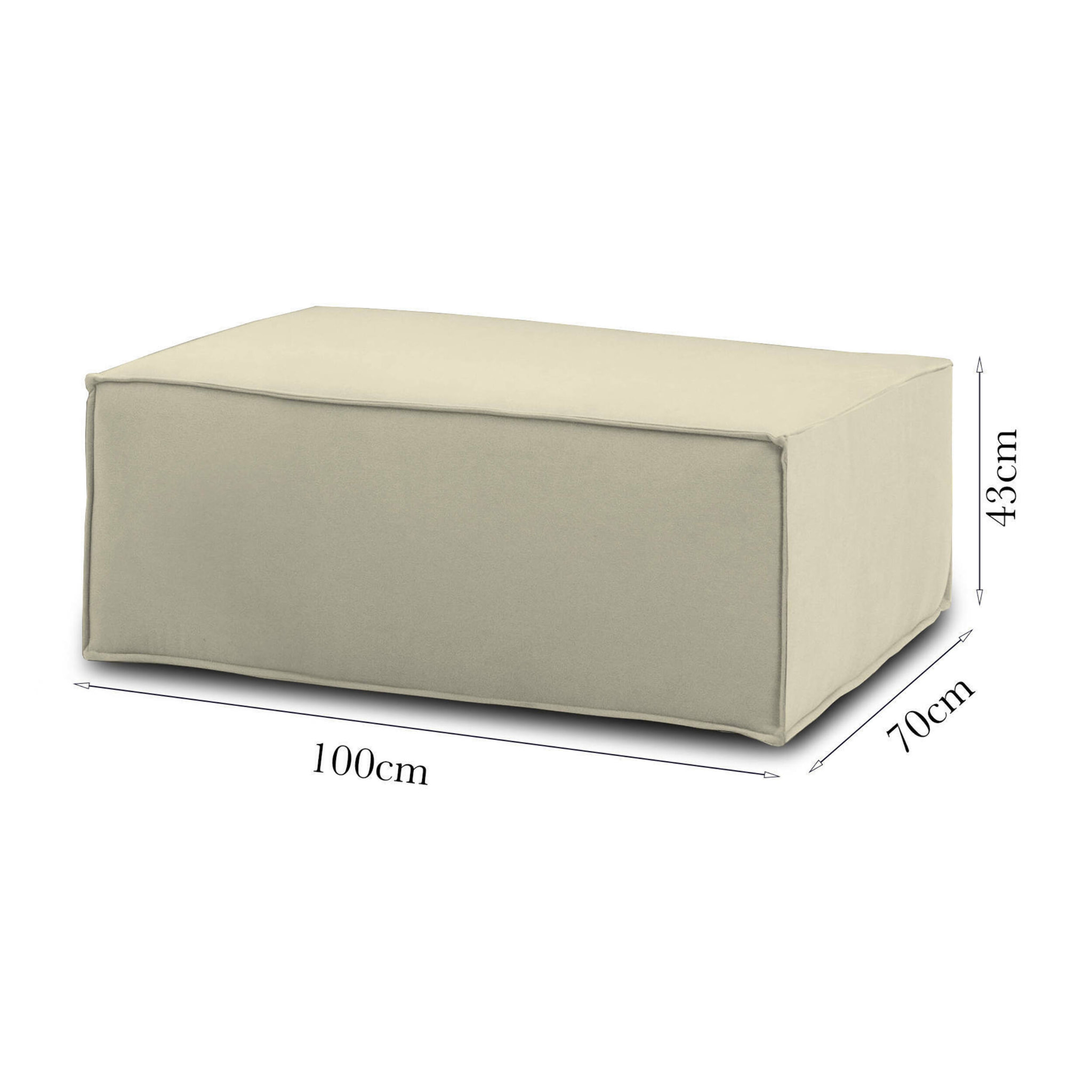 Pouf Assisi, Pouf da salotto, Poltroncina relax in tessuto imbottito, 100% Made in Italy, 100x70h43 cm, Beige