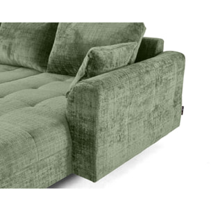 Rune - canapé panoramique d'angle gauche 7 places en velours texturé - Vert sauge