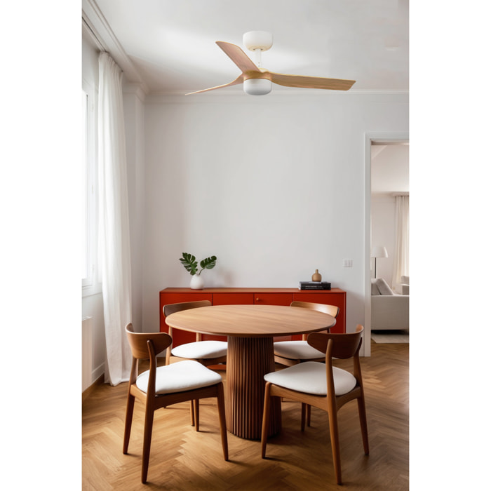 MINI PUNT S LED Ventilateur de plafond blanc/bois clair TUYA