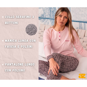 Pigiama Donna De Fonseca in Caldo Cotone, Art.DFPD6F18 Cielo