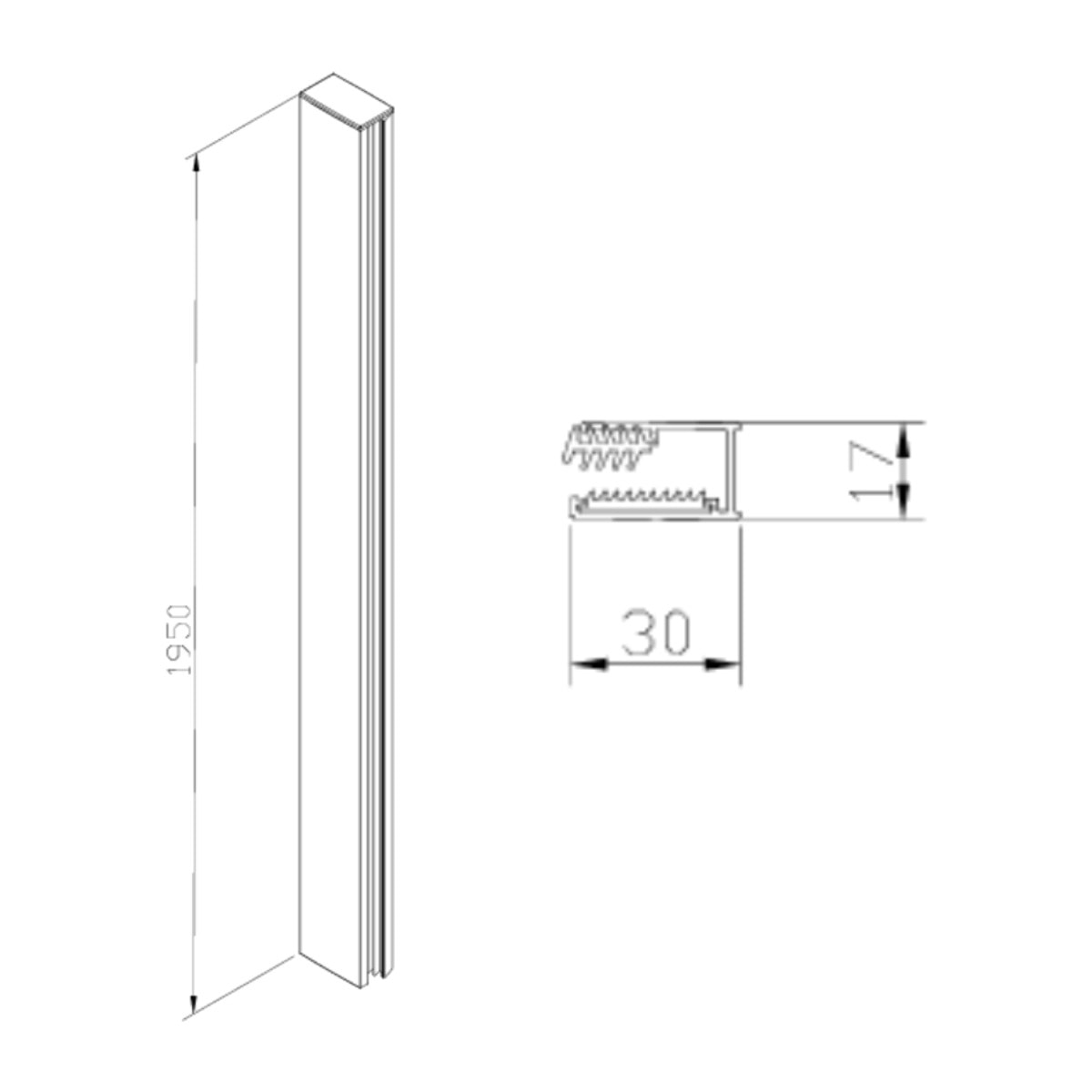 Kit de montage pour paroi de douche 195 cm, chrome (SATWIPROFIL6)
