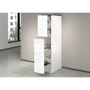 Dispensa da cucina Dcasiragh, Mobile multiuso, Armadio portaoggetti a 2 cassettoni, 100% Made in Italy, 30x60h165 cm, Bianco lucido e Ardesia