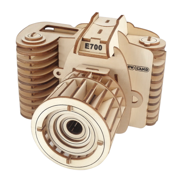 Maqueta 3D de madera. Cámara de fotos. 57 piezas.