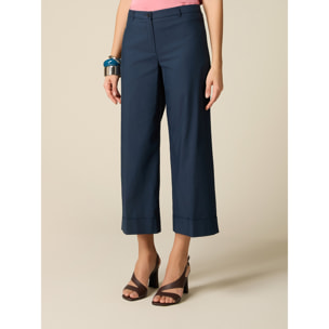Oltre - Pantaloni cropped misto cotone - Blu