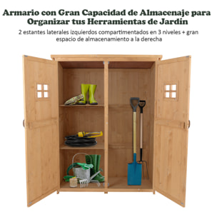 Cobertizo de Madera Caseta Exterior Armario Herramientas de Jardinería 2 Puertas