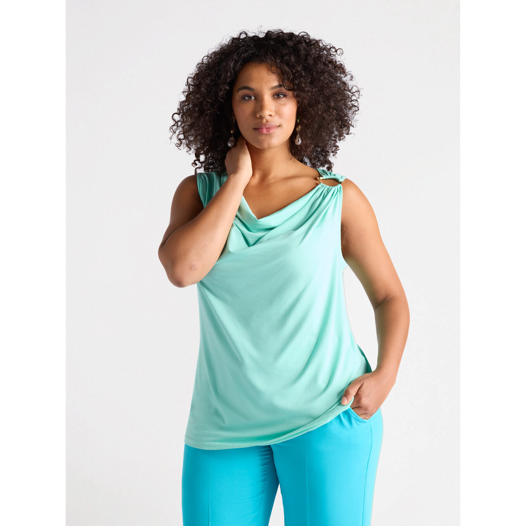 Fiorella Rubino - Top drapeado - Green Water