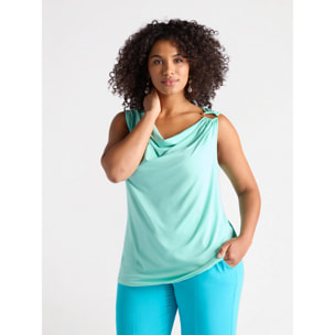 Fiorella Rubino - Top drapeado - Green Water