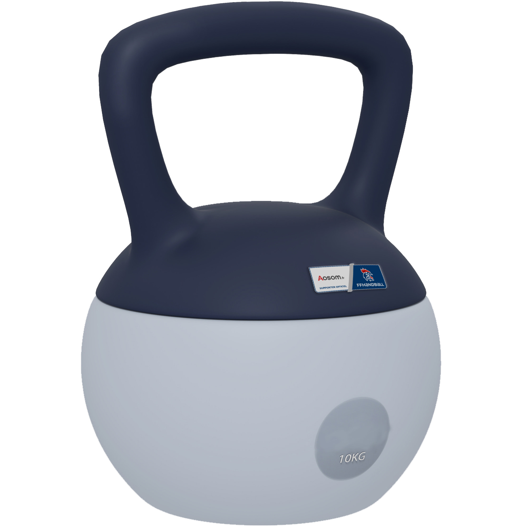 Kettlebell 10 Kg collaboration Aosom.fr x FFHandball - prise ergonomique - PVC gris jaune