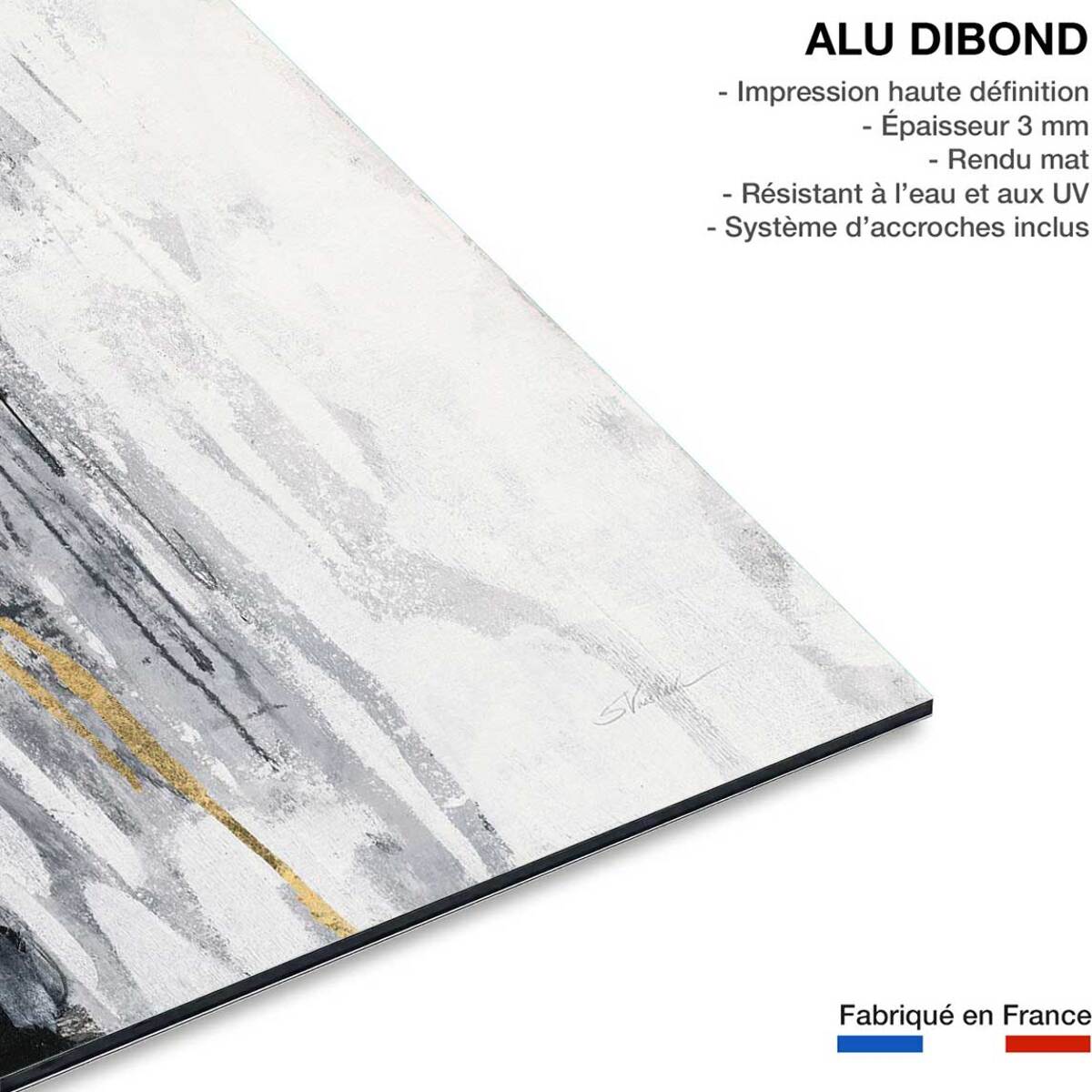 Tableau abstrait Pluie dorée Tableau alu Dibond