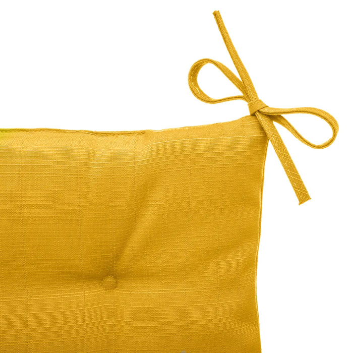 Galette de chaise carrée 4 points "Korai" jaune moutarde 40x40x4cm en polyester