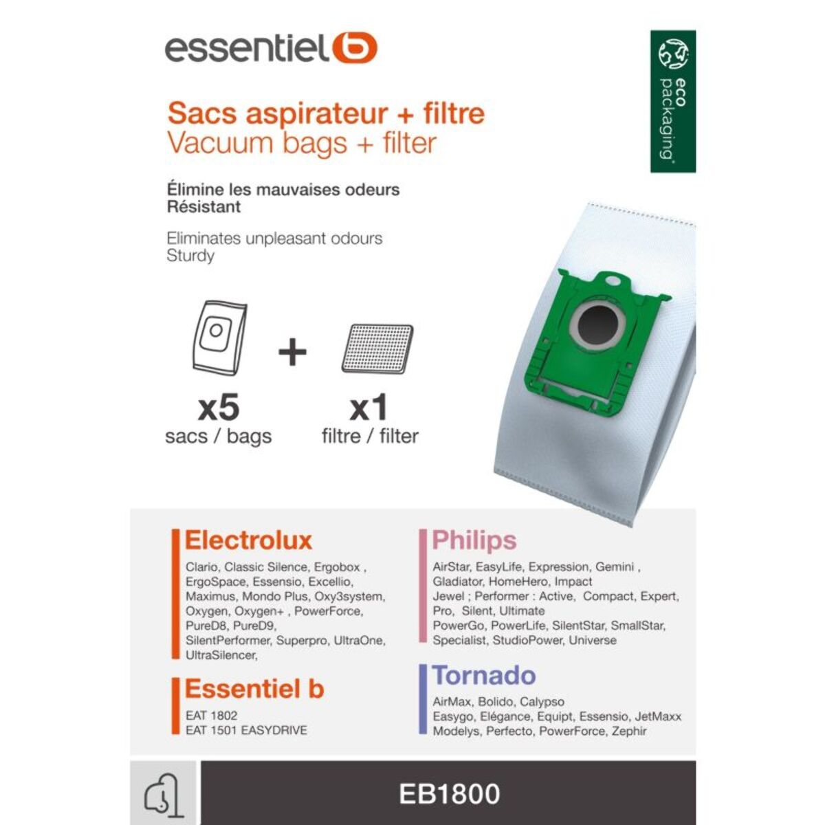 Sac aspirateur ESSENTIELB EB1800