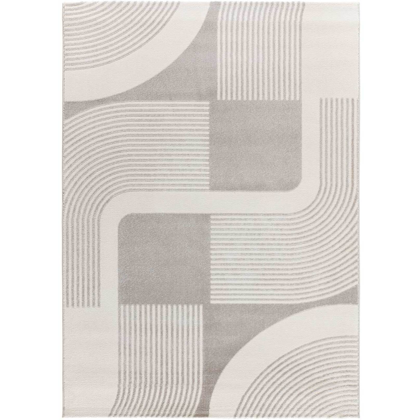 FLORA Alfombra geomÃ©trica con relieve en beige y gris, varias medidas disponibles