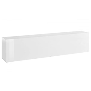 Mobile da soggiorno Porta TV, Made in Italy, Supporto per TV da salotto a 1 anta a ribalta, cm 180x30h40, colore Bianco lucido