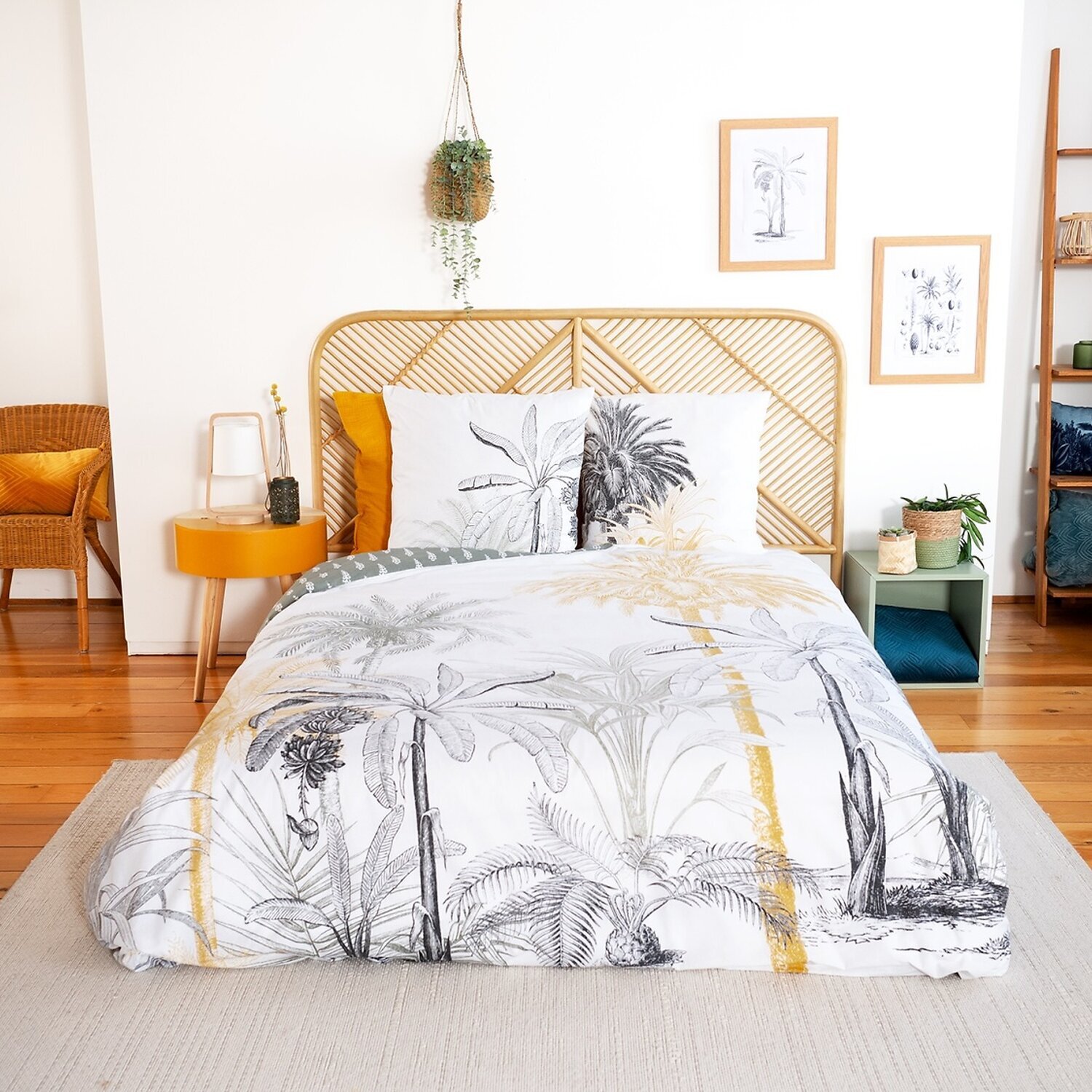 Parure housse de couette 3pcs en coton adouci 57 fils mig - soli