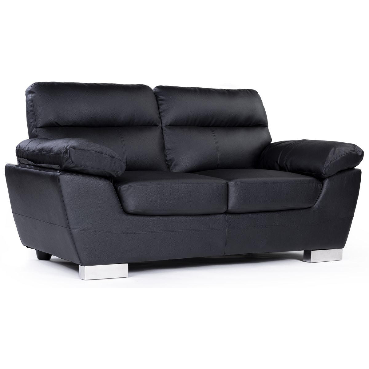 Canapé fixe en cuir reconstitué et PVC "Dallas" - 169 x 88 x 90 cm - 2 places - Noir