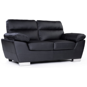 Canapé fixe en cuir reconstitué et PVC "Dallas" - 169 x 88 x 90 cm - 2 places - Noir