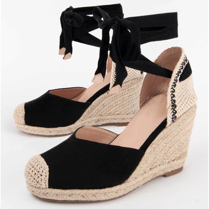 Alpargata De Cuña - Negro - Altura: 8 Cm