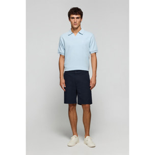 Pantaloncini Bali in lino e cotone blu marino con dettagli ricamati Polo Club
