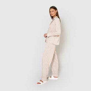 Pijama largo camisero viscosa enrieta rosa