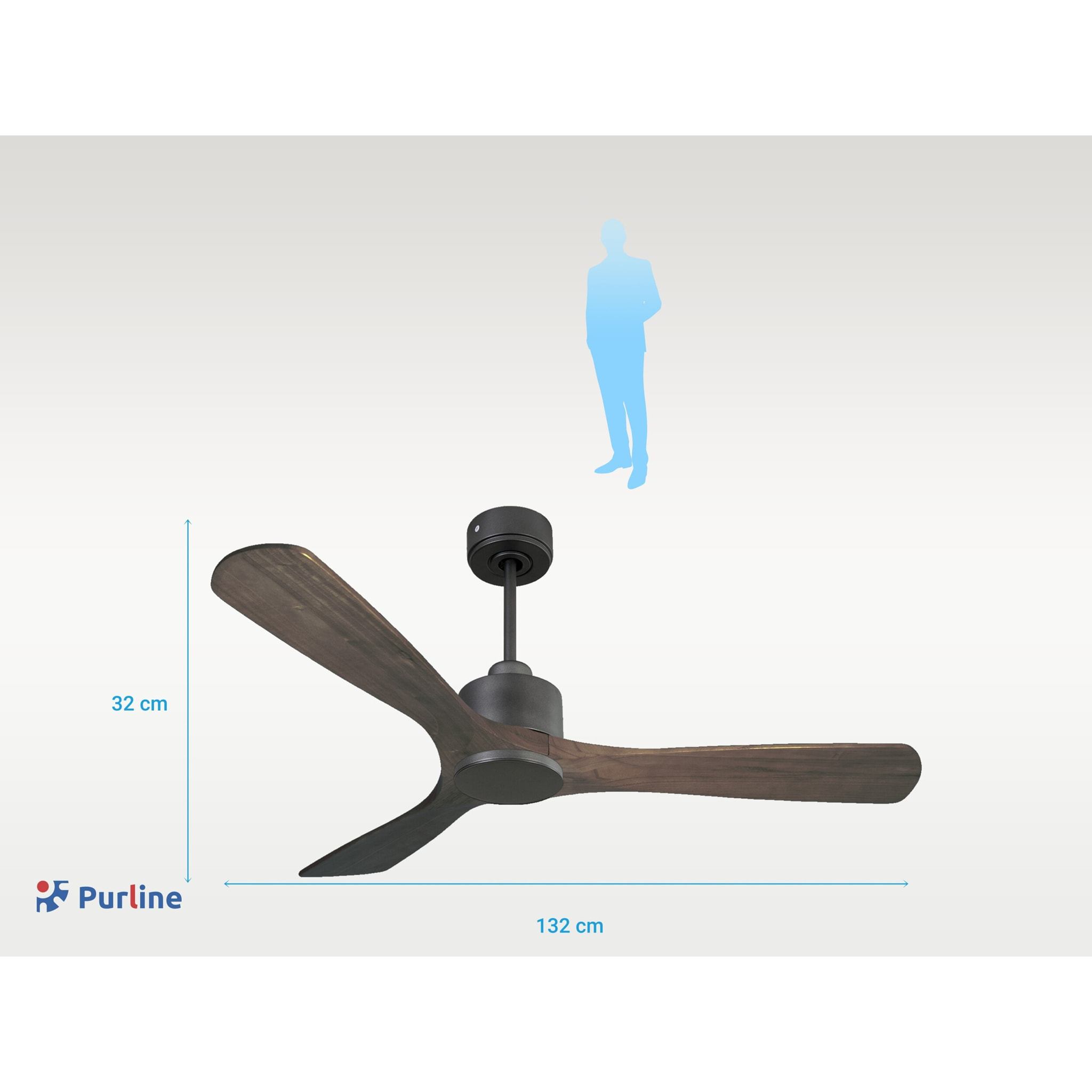 Ventilador de techo Reversible Termostato Wifi Motor DC Techos Inclinados Mando a Distancia Hypersilence Memoria MoyoD132C0365204 PURLINE