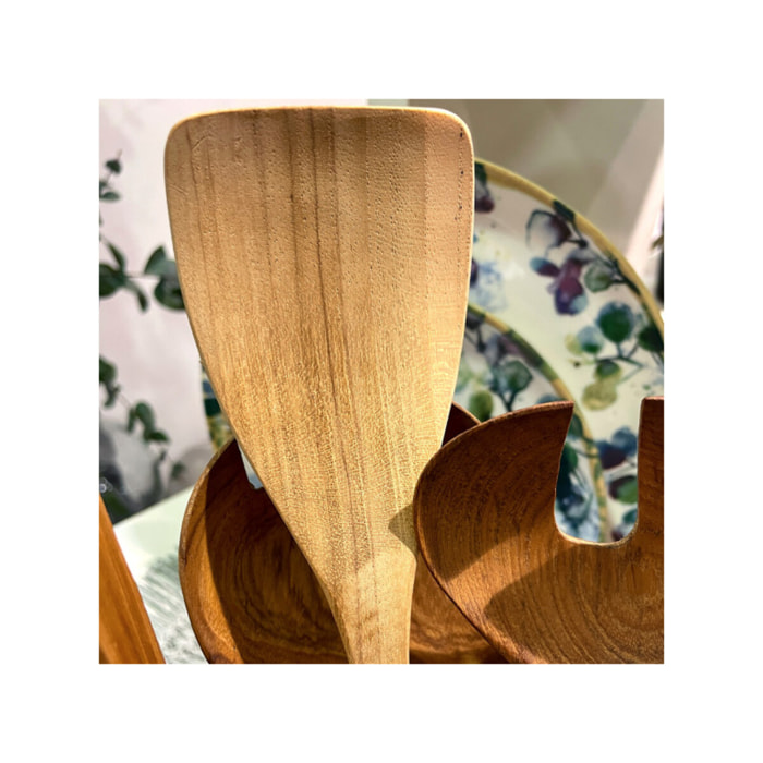 Spatule de cuisine 30 cm en bois de teck artisanal - RAFIK