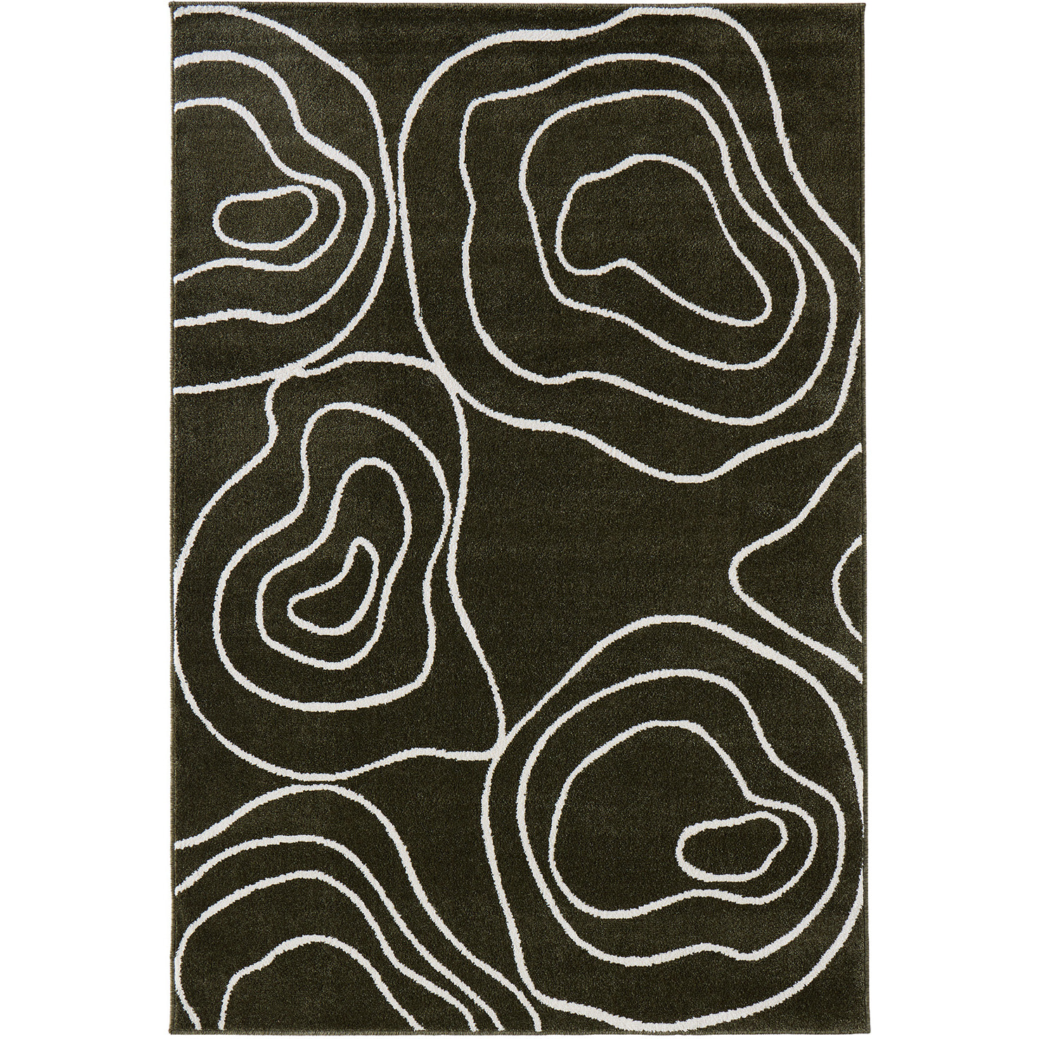 SANTAL - Tapis de salon vert à motif floral