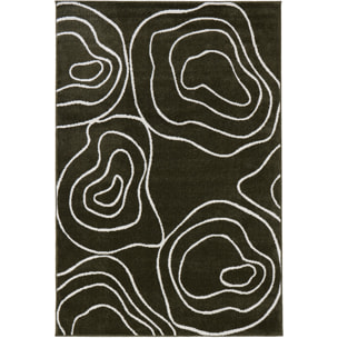 SANTAL - Tapis de salon vert à motif floral
