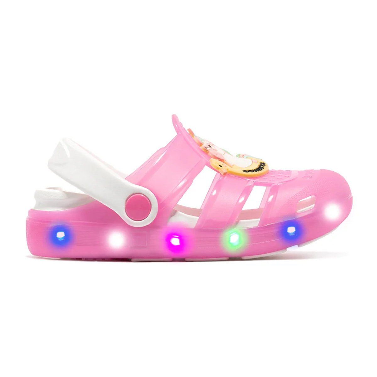 Girl's Pink With Lights Clogs Rubber