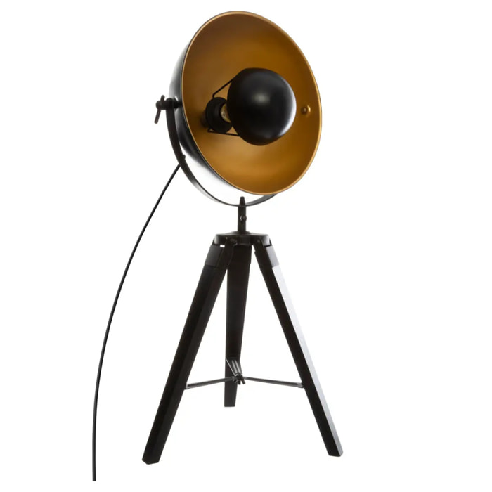 Lampe trépied "Lahti" - noir et doré - métal H71 cm