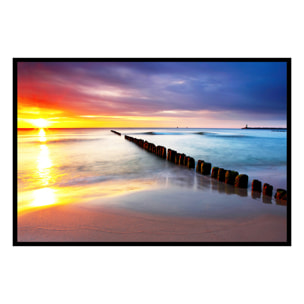 Affiche encadrée mer au coucher de soleil Affiche + cadre en métal - Noir
