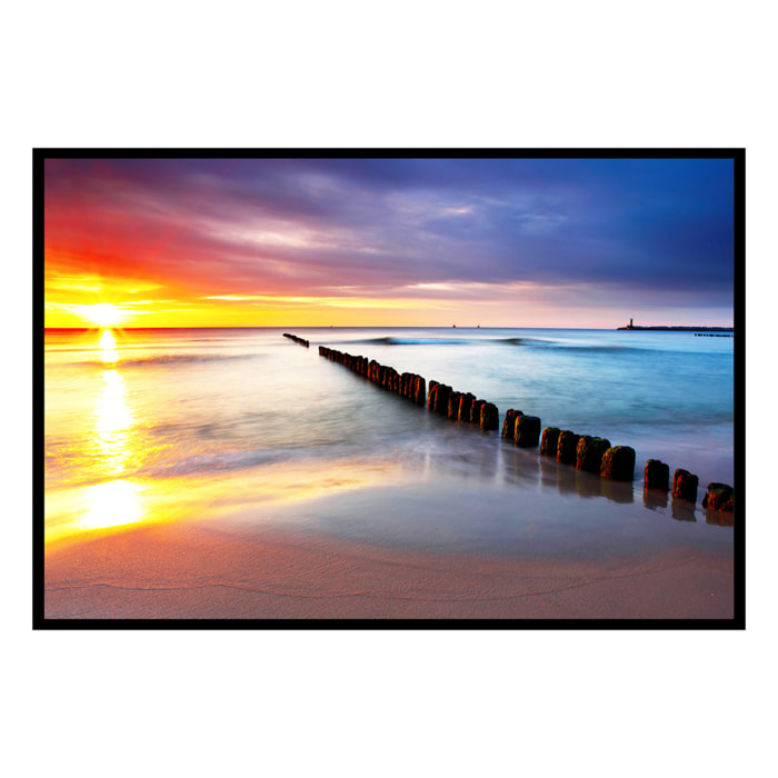 Affiche encadrée mer au coucher de soleil Affiche + cadre en métal - Noir