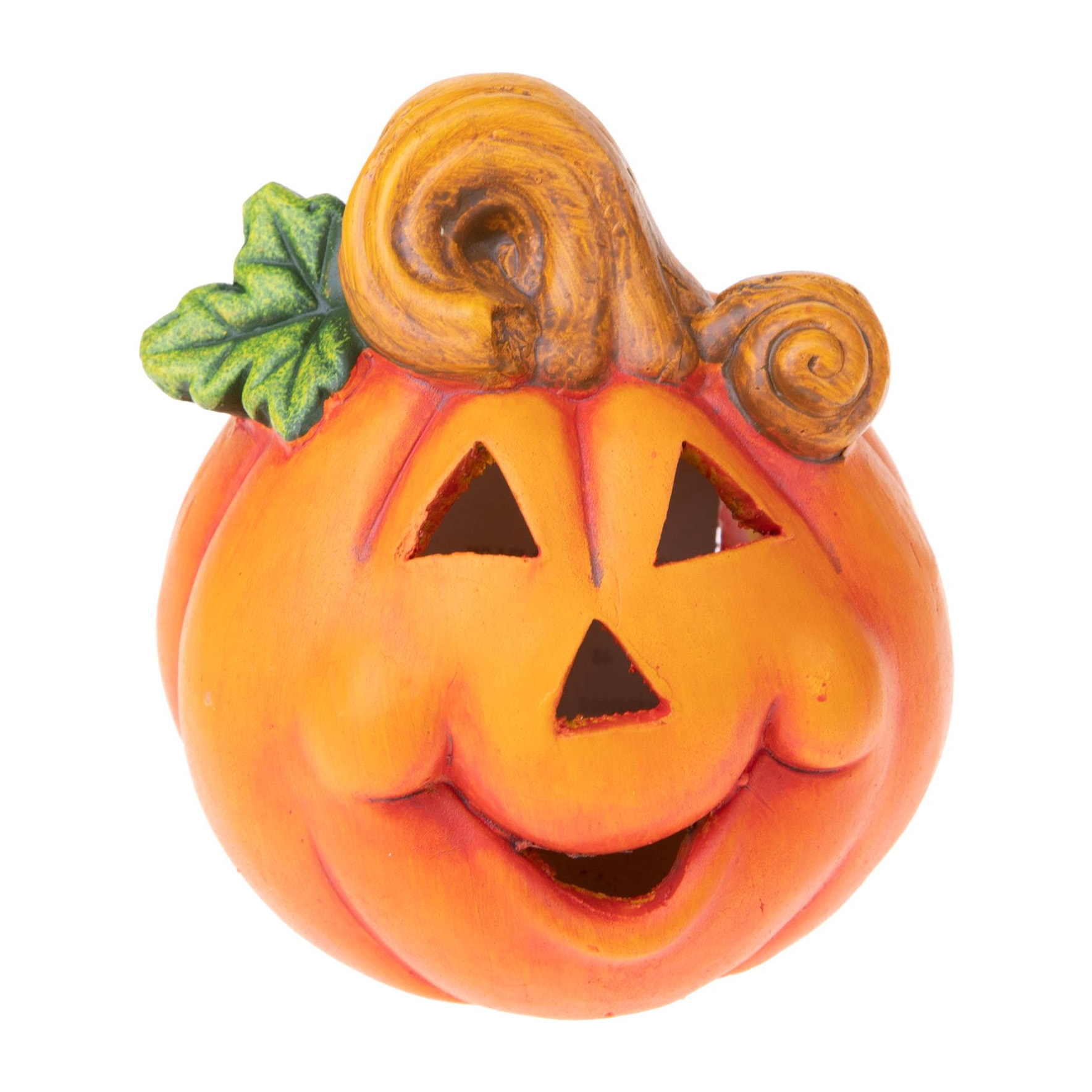 Zucca porta Candela 9,5Dxh12,5 Cm - Pezzi 6 - 9,5X12,5X9cm - Colore: Arancio - Bianchi Dino - Halloween, Streghe