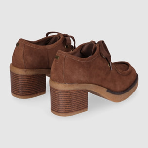 Zapatos de Serraje - Taupe - Tacón: 6 cm