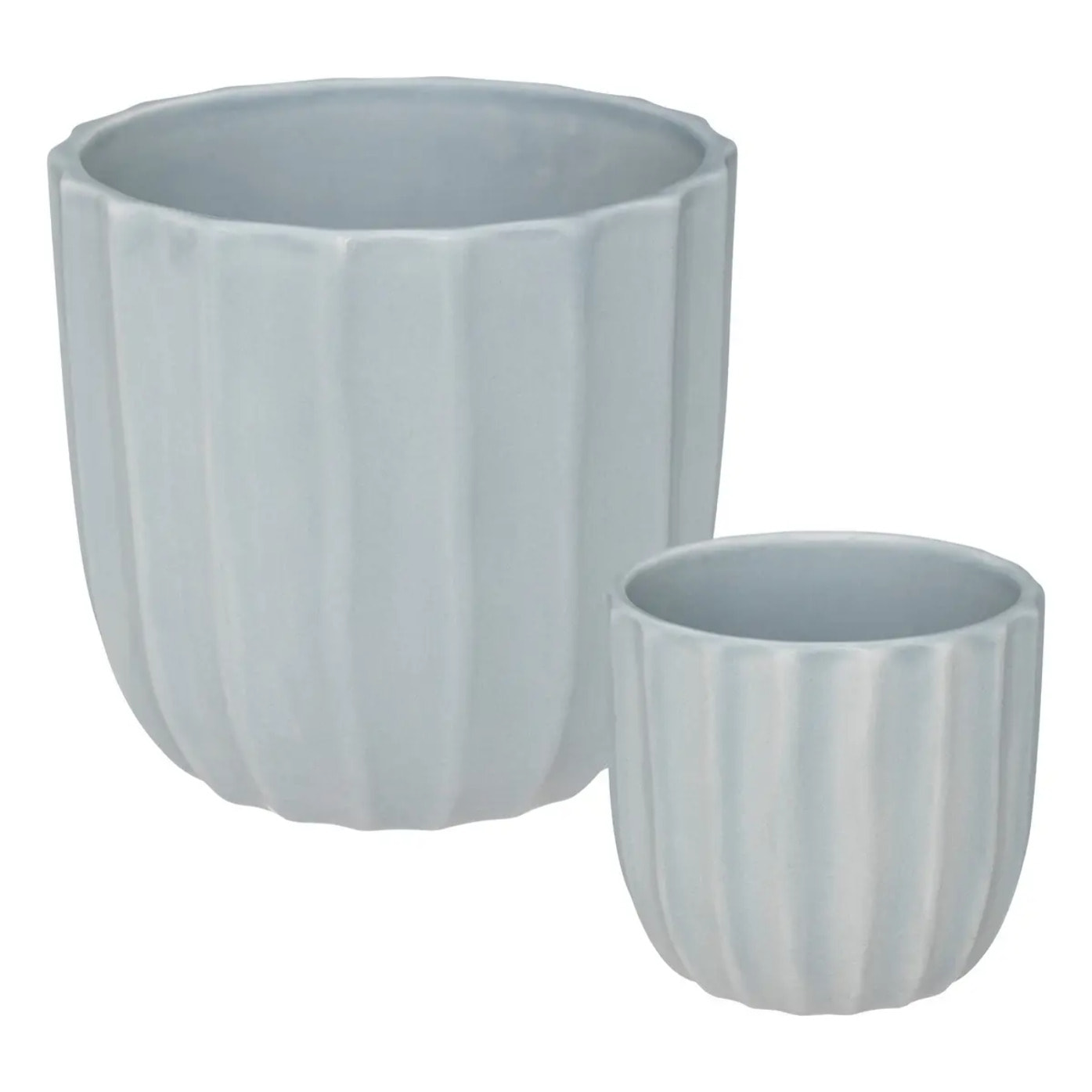 Set de 2 pots "Sea view" - céramique - bleu gris