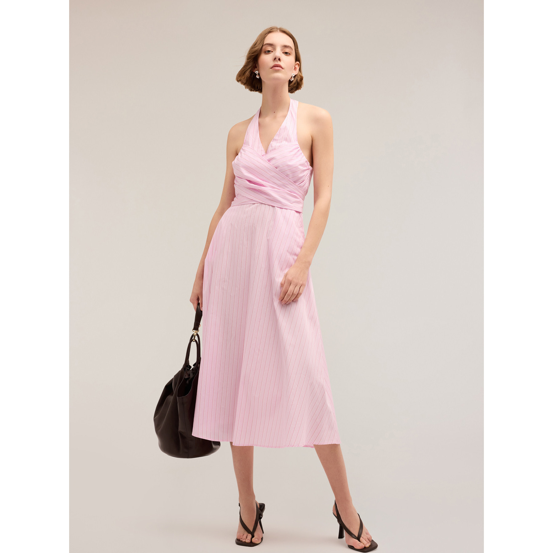 Motivi - Vestito in popeline fantasia a righe - Rosa